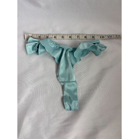 Victorias Secret Satin Baby Blue Ruffle Vintage Underwear Panty New S Lingerie - Picture 5 of 6